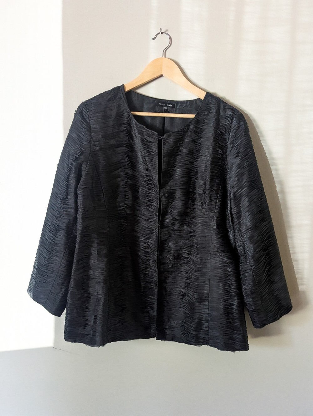 Eileen Fisher Pleated Charcoal Blazer